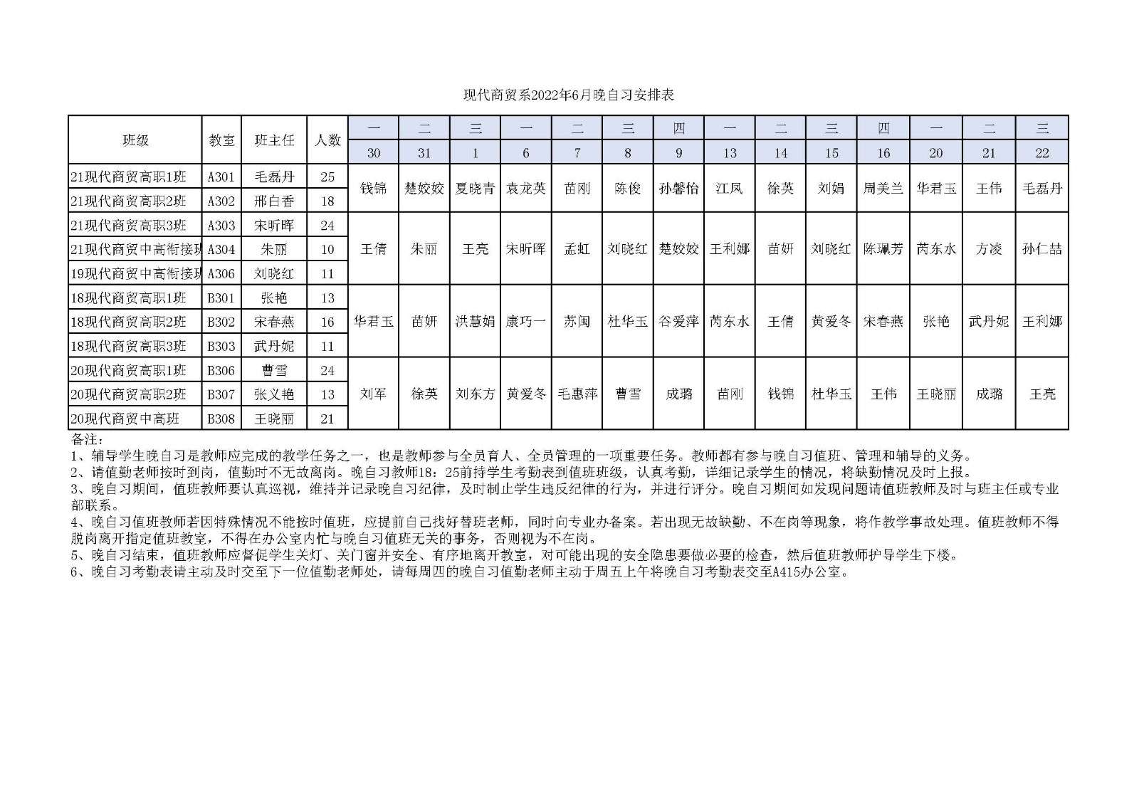 2021-2022第二学期现代商贸系晚自习值班安排表-6月份.jpg